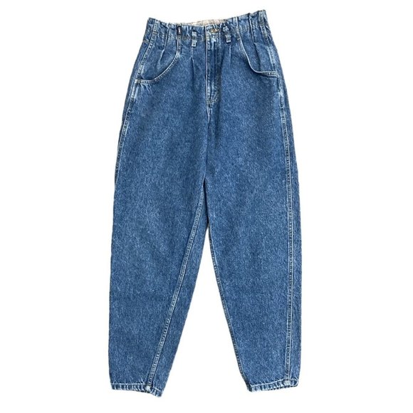 VTG Lee Pleated Tapered Bareback Jeans Medium Wash Size 9 28”x29” - Picture 1 of 7